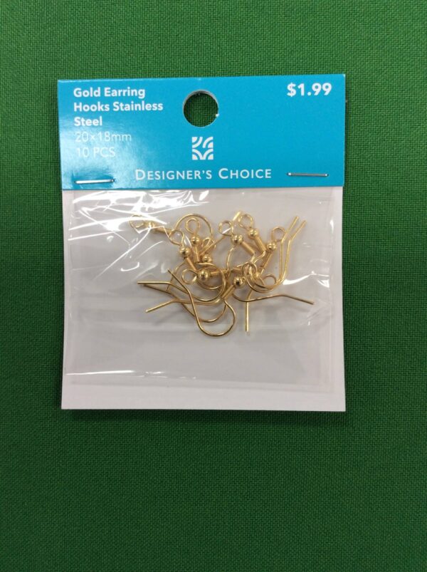 Gold Earring Hook Stainless Steel 20 x 18mm 10 pcs