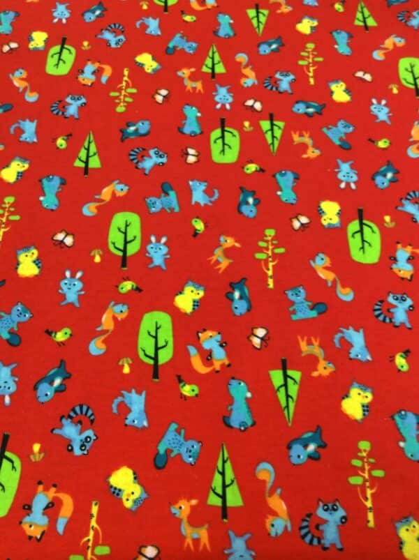 Bayeta fondo rojo con animales