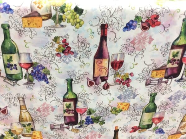 Tela Con Motivos De Cocina (Vino)
